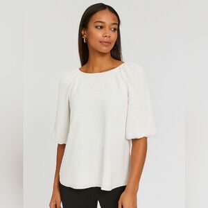 Calvin Klein Doby Weave Overlay Blouse White Large